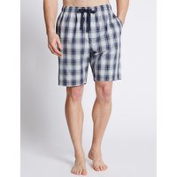 M&S Collection Pure Cotton Checked Pyjama Shorts