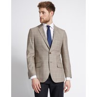 M&S Collection Wool Rich Checked Regular Fit Jacket
