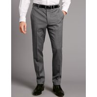 Autograph Grey Textured Slim Fit Wool Trousers