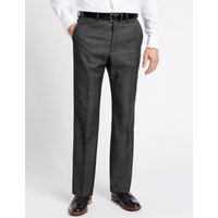 Savile Row Inspired Grey Textured Regular Fit Wool Trousers