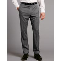 Autograph Grey Textured Tailored Fit Wool Trousers