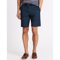 Blue Harbour Cotton Rich Textured Shorts With Belt