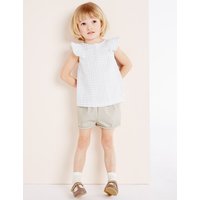 Marie-Chantal Girls Cotton Textured Shorts With Stretch (3 Months - 5 Years)