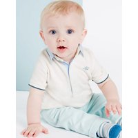 Marie-Chantal Boys Woven Collar Pique Polo (3 Months - 5 Years)