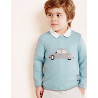 Marie-Chantal Boys Car Jumper With Cashmere (3 Months - 5 Years)
