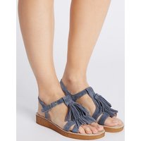Footglove Suede Fringe Sandals With StainAway