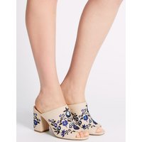 M&S Collection Angular Heel Embroidered Mule Shoes