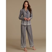 M&S Collection Pure Cotton Embroidered Revere Collar Pyjamas