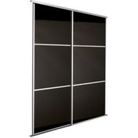 Premium Select Black Glass Effect Sliding Wardrobe Door Kit (H)2200 Mm (W)762 Mm Pack Of 2