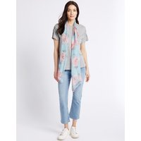 M&S Collection Pure Silk Floral Print Scarf