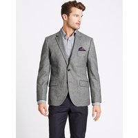 M&S Collection Luxury Pure Wool Tailored Fit Herringbone Jacket