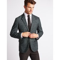 M&S Collection Wool Blend Knitted Check Jacket