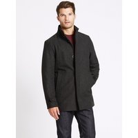 M&S Collection Funnel Neck Coat With Wool