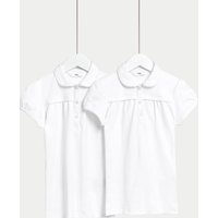 2 Pack Girls' Cotton Polo Shirts With Stretch