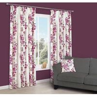 Deysi Pink Floral Pencil Pleat Lined Curtains (W)117cm (L)137cm