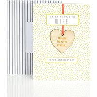 Wife Wooden Heart Anniversary Card