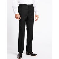 Savile Row Inspired Black Tailored Fit Wool Trousers