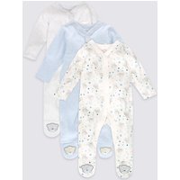 Tiny Tatty Teddy 3 Pack Pure Cotton Sleepsuits