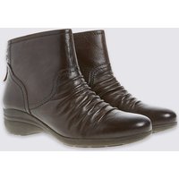 Footglove Leather Wedge Tassle Ruched Ankle Boots