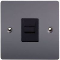 Holder 1-Gang Flat Plate Black Nickel Effect Telephone Socket