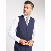 Savile Row Inspired Navy Tailored Fit Wool Waistcoat