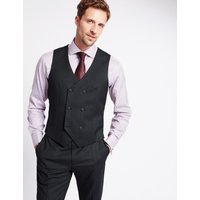 M&S Collection Luxury Charcoal Textured Slim Fit Wool Waistcoat
