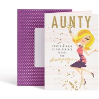Dotty Daisy Champagne Aunty Birthday Card.