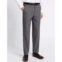 Savile Row Inspired Grey Tailored Fit Wool Trousers