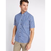 Blue Harbour Pure Cotton Striped Shirt With Pocket