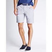 Blue Harbour Pure Cotton Striped Shorts With Belt