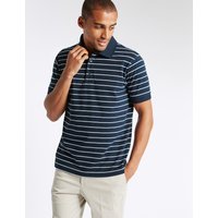 M&S Collection Slim Fit Pure Cotton Striped Polo Shirt