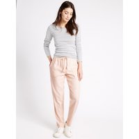 M&S Collection Linen Rich Drawstring Tapered Leg Trousers