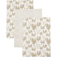Set Of 3 Hens Print Tea Towel