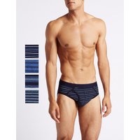 M&S Collection 4 Pack Cotton Rich Stretch Striped Briefs