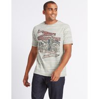 M&S Collection Cotton Rich Printed Crew Neck T-Shirt
