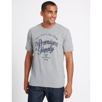 M&S Collection Cotton Rich Crew Neck Printed T-Shirt