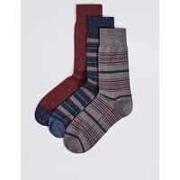 M&S Collection 3 Pairs Of Merino Wool Rich Variegated Stripe Socks