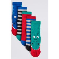5 Pairs Of Freshfeet Novelty Socks (1-14 Years)