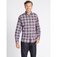 Blue Harbour Pure Cotton Checked Shirt With Pocket