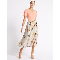 Per Una Floral Print A-Line Midi Skirt