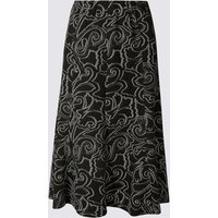 Classic Paisley Print A-Line Midi Skirt