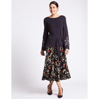 Per Una Ruffle Floral Print A-Line Midi Skirt