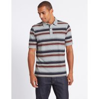 M&S Collection Big & Tall Pure Cotton Striped Polo Shirt
