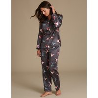 M&S Collection Satin Revere Collar Printed Pyjamas