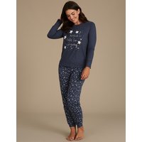 M&S Collection Cotton Rich Printed Long Sleeve Pyjamas