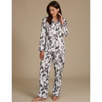 M&S Collection Satin Printed Revere Collar Pyjamas