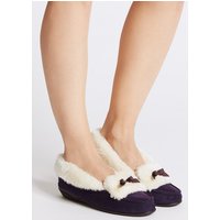 M&S Collection Fur Moccasin Slippers