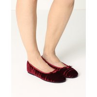 M&S Collection Striped & Embossed Ballerina Slippers