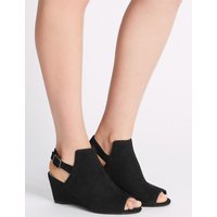 Footglove Suede Wedge Heel Peep Toe Slingback Sandals