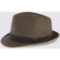 M&S Collection Double Weave Textured Trilby Hat